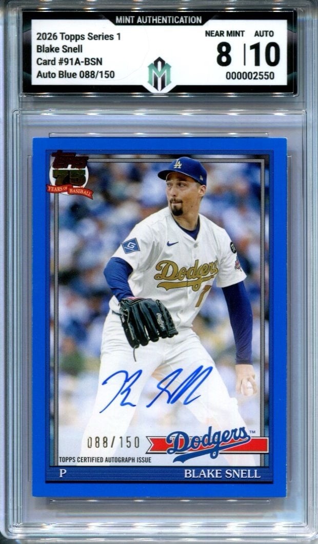 2026 Topps Series 1 Blake Snell On Card Auto #/150 Blue Dodgers