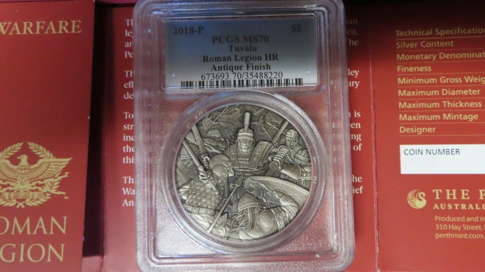 2018 Roman Legion 2oz Antiqued .9999 Silver  Coin Certified MS70 PCGS Perth Mint - Image 4 of 4