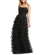 Mac Duggal Sequined Bustier Tiered Ruffle Gown Women's