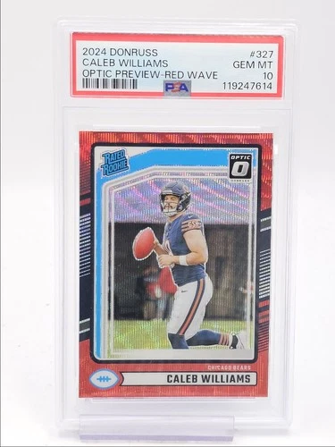 CALEB WILLIAMS 2024 OPTIC PREVIEW RATED ROOKIE RED WAVE GEM RC PSA 10 Q0004