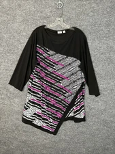 Cato Womens Artsy Tunic Blouse Size 18/20 Asymmetric Hem Stretch Office Boho