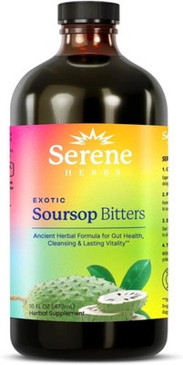 Serene Herb Exotic Soursop Bitters Liquid Gut Health Detox Lasting Vitality 16oz