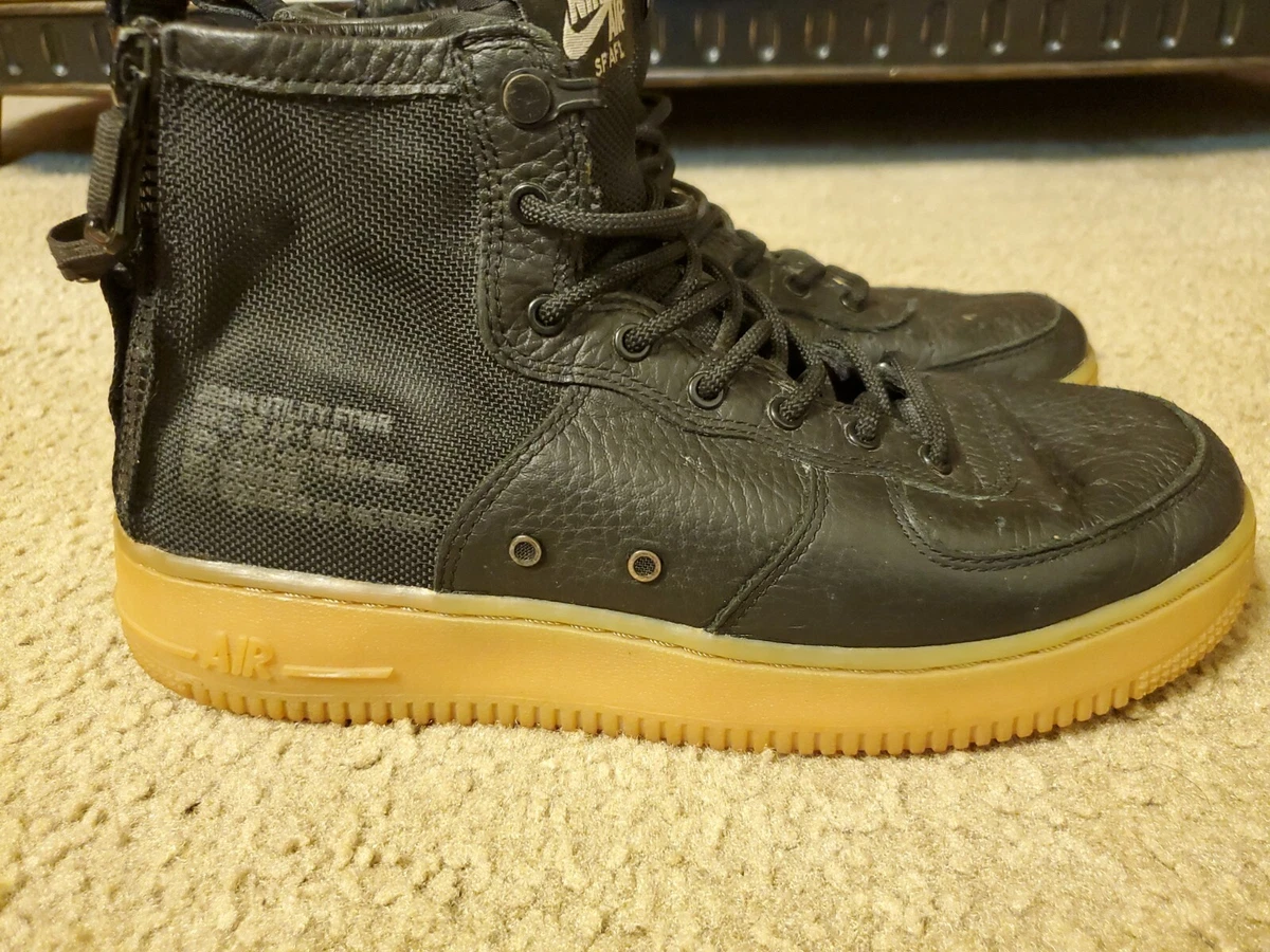 NIKE AIR FORCE 1 SF AF1 MID "URBAN UTILITY" BLACK-GUM TAN SZ 7  YOUTH