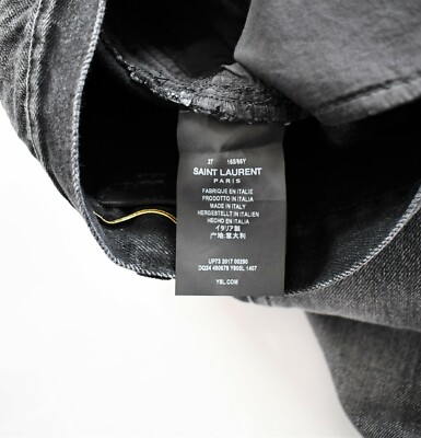 New SAINT LAURENT Paris D19 W/SL-MW Black SLIM HIGH WAIST Jeans 27