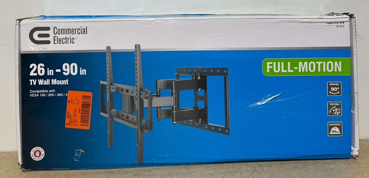 Commercial Electric XD2476 Full Motion TV Wall Mount for 26 inch 90