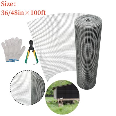 1/2In Hardware Cloth 36/48'' ×100' Galvanized Chicken Wire Fence Welded Mesh Roll