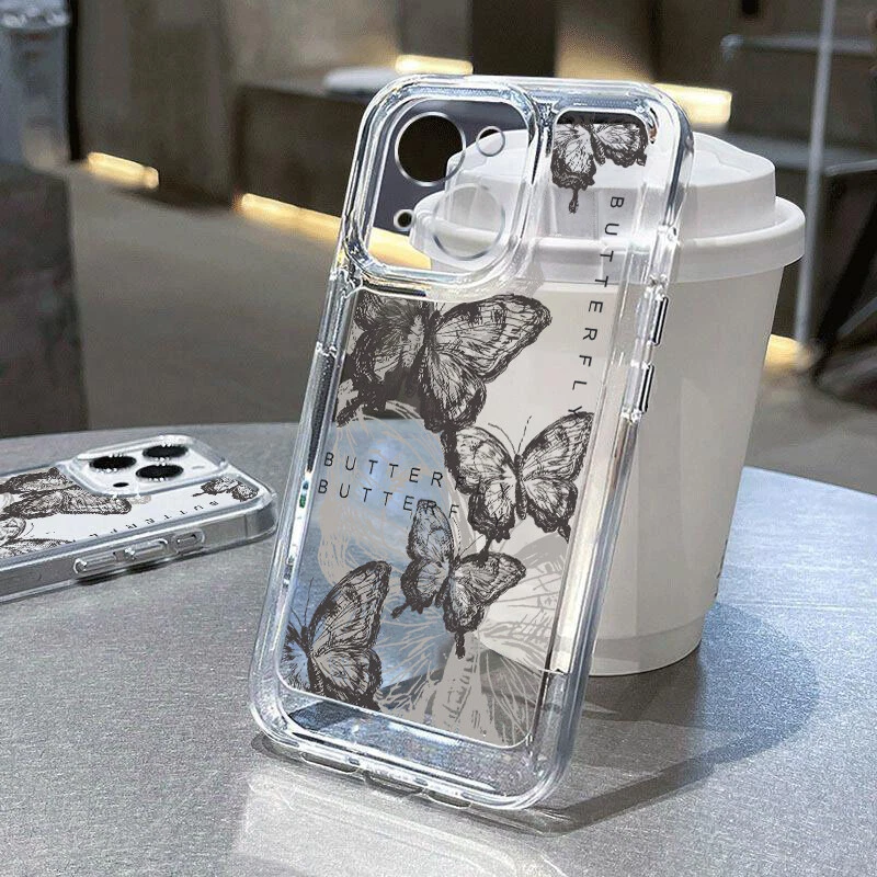 For iPhone 16 15 14 13 12 Pro Max Butterfly Soft TPU Shockproof Phone Case Cover - Image 2 of 4