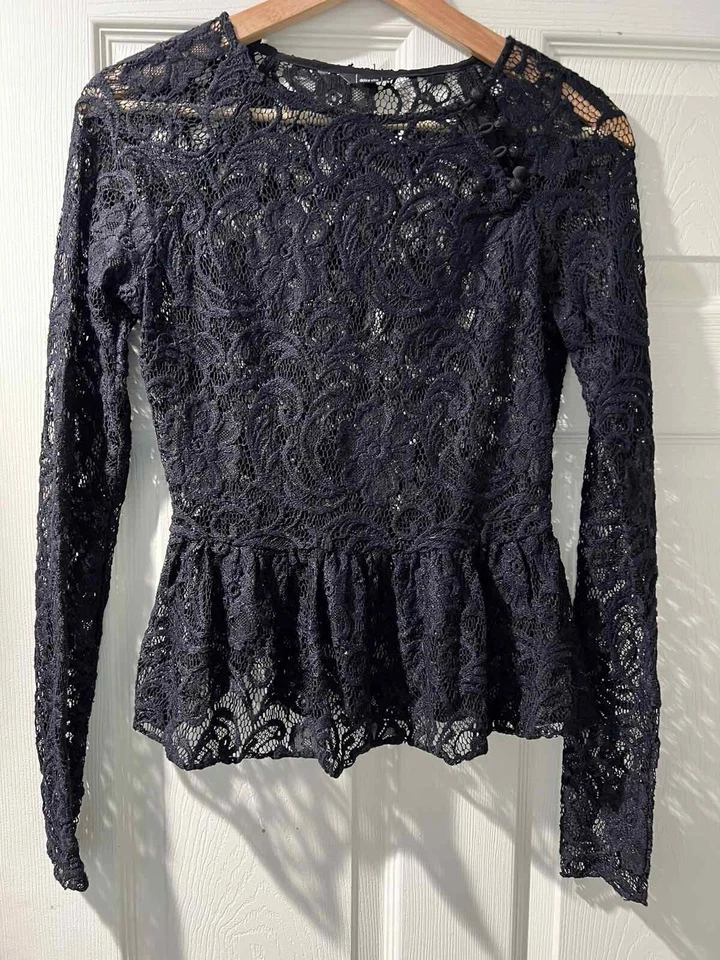 Dolce Vita Women Lond Sleeve Blouse Black Size Small See Through A001788 - Image 2 of 4