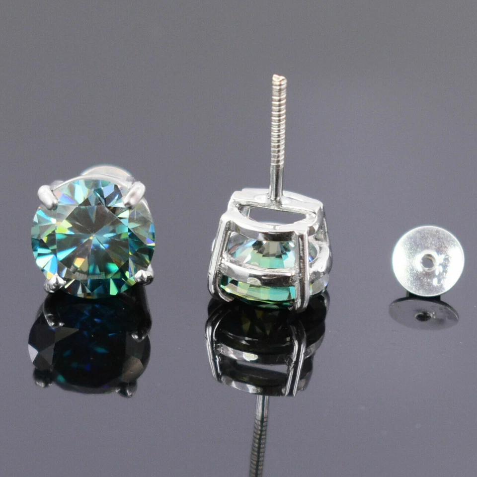 2 Ct Blue Heated & Pressure Treated Diamond Solitaire Studs in 925 Silver - Image 3 of 3