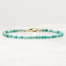 Turquoise Bracelet, Round Faceted Beads, 2.5mm, Woman Stacking Delicate Bracelet