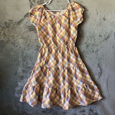 Gymboree Women Dress Size S Elastic Waisband Plaid Cottagecore Colorful Summer