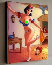 Lienzo enmarcado Blancanieves Desvestirse con certificado de autenticidad 40x30 cm Golpe
