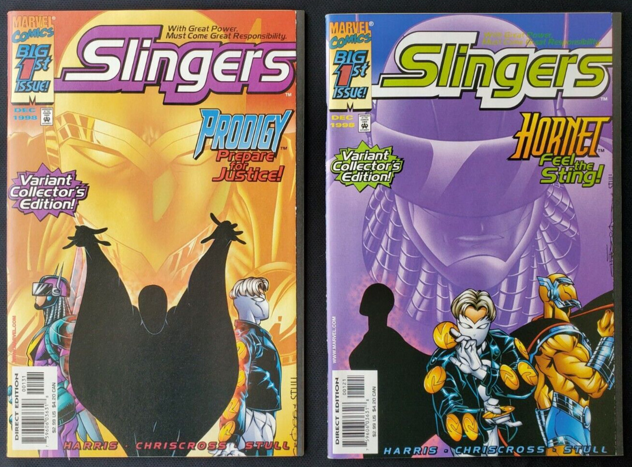 Lot of (2) Marvel Comics Slingers #1's: PRODIGY & HORNET Variant Covers (1998)