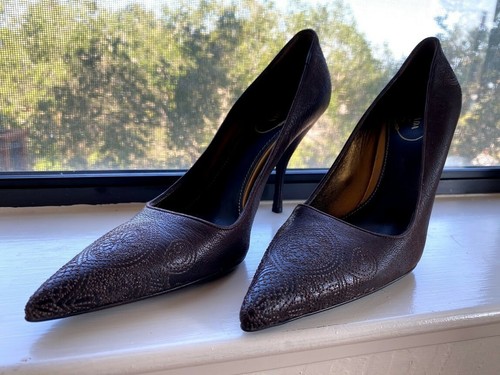 PRADA VERO CUOIO Women's Heel Shoes Pointed Toe Pump Brown Leather EU 37.5  US 7 | eBay