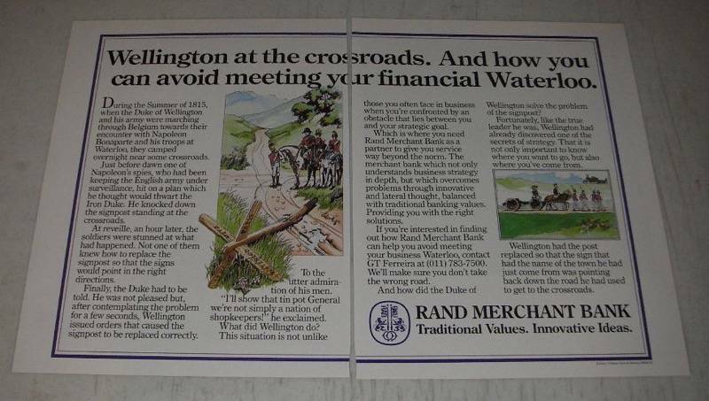 1987 Rand Merchant Bank Ad - Wellington at the crossroads