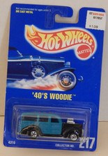 '40's Woodie Station Wagon Hot Wheels 1993-217 Mainline Blue Card 1979 Casting
