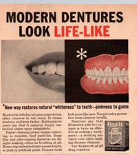 1964 Print Ad  Kleenite Modern Dentures Look Life-Like Restores Whiteness Teeth
