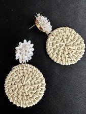 Summer Lightweight Floral / Raffia Earrings /Neutral/lightweight