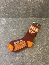 For Bare Feet Virginia Tech Hokies Crew Socks Size Youth 13 (1-3)