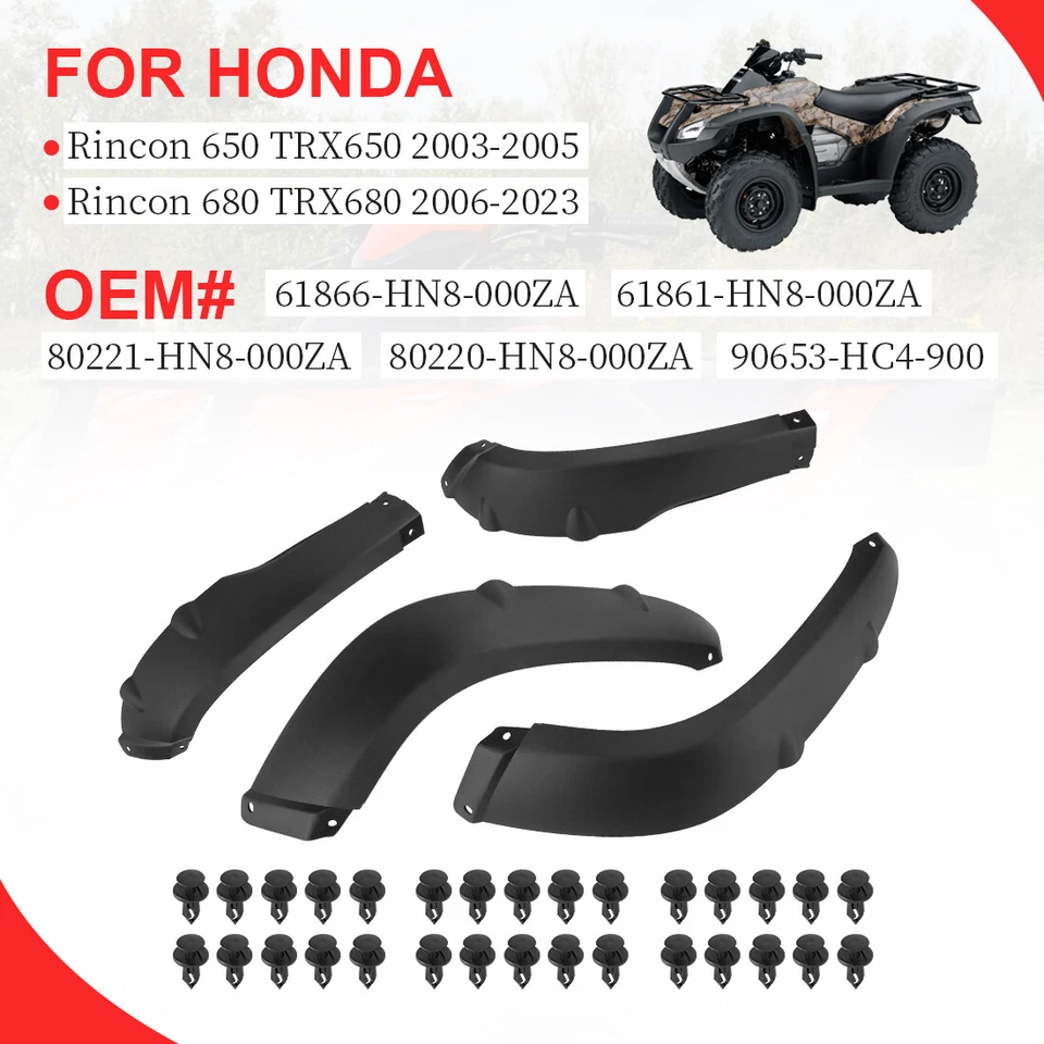 Fender Mud Guards Flaps Flares For Honda Rincon 650 680 TRX650 TRX680 2003-2023 - Image 2 of 4