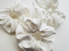 2 Handmade Soft White Large Cotton Scrunchy