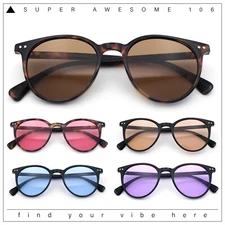 Hipster Thin Horn Rim Round Plastic Retro Normcore Sunglasses