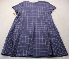 Lord & Taylor Womens Navy Blue Checker Viscose A-Line Dress NWT Plus Sz 1X $120