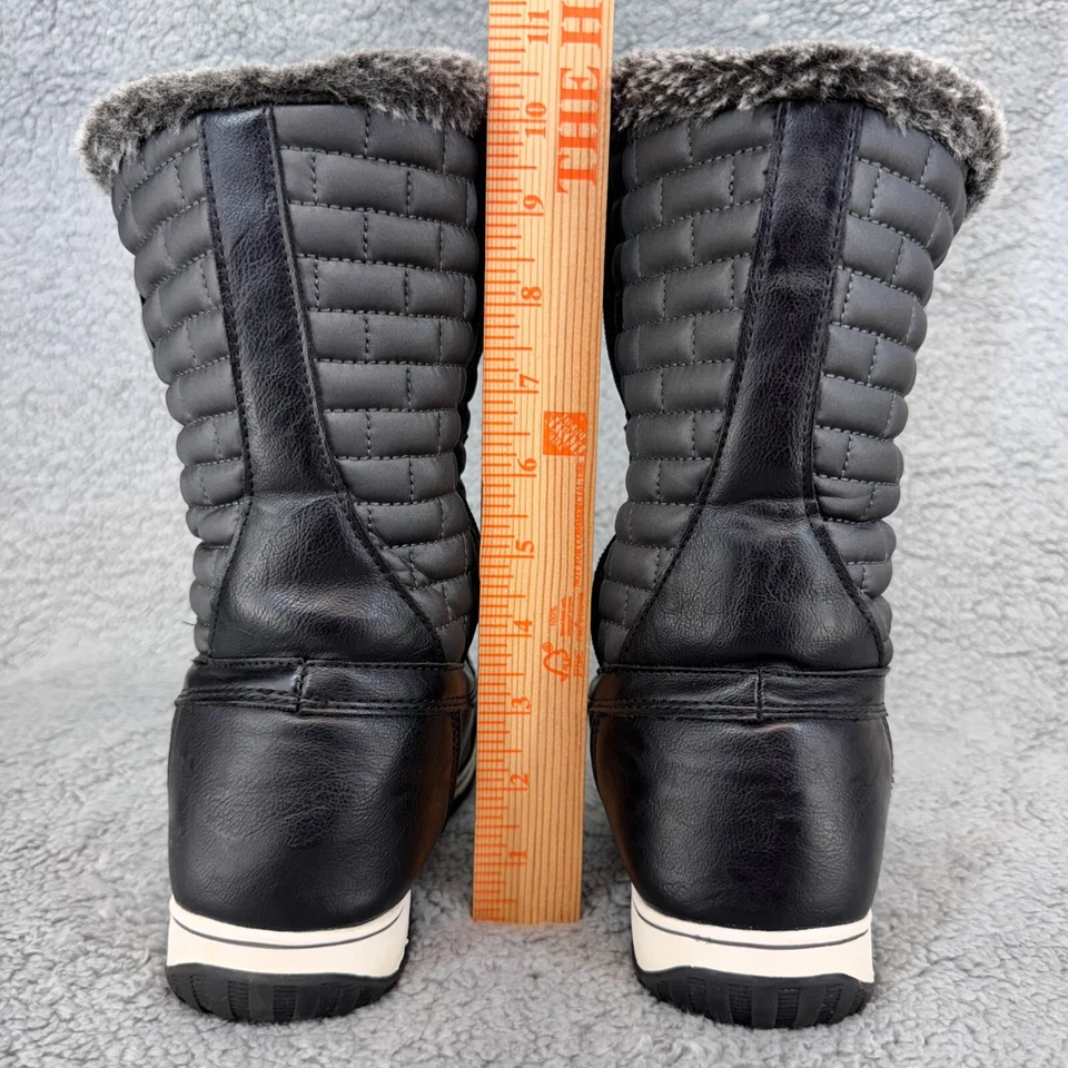 Sporto Liz Mid-Calf Black Winter Boots Women 6W Zippered Closure Tassel Faux Fur - Image 3 of 4
