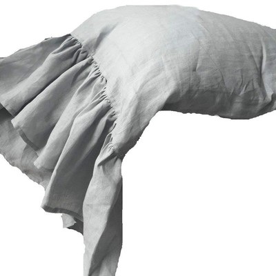Ruffles Linen Pillowcase .Pure Flax Pillow Sham 100% French Linen Ruffled Pil...