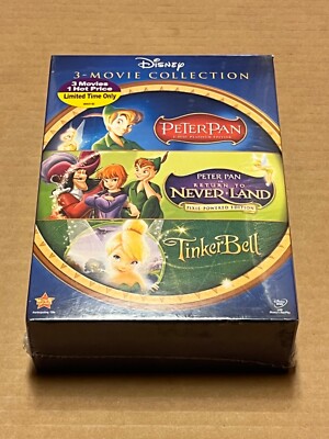 Peter Pan And Tinkerbell Gift Set Disney 3 DVD Box Set Sealed New