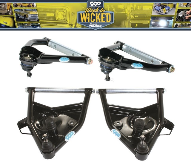 196370 CHEVY C10 TRUCK FRONT BLACK TUBULAR A ARM KIT UPPER / LOWER