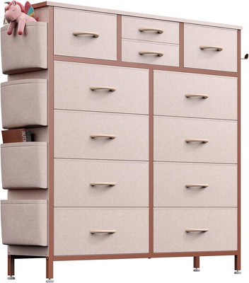 Lulive Pink Dresser for Bedroom with 12 Drawers, Tall Dresser Chest，Pink