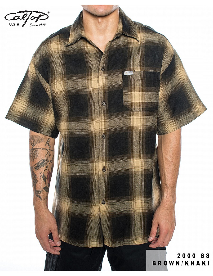 CALTOP OLD SCHOOL FLANNEL VETERANO SHORTSLEEVE SHIRT PLAID SM-5X