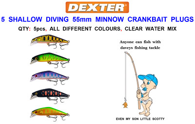 5 FLACHE TAUCHER 55mm MUSTANG MINNOW PLUGS STRIKE PRO SALMO RAPALA TYP KÖDER