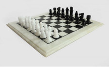 White Marble Black Chess Board Top, Chess Set, Marble Chess Gift Christmas Eve