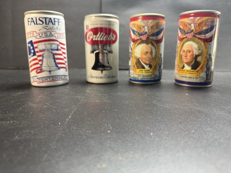 Opened Falstaff and Ortlieb's American Beer Cans