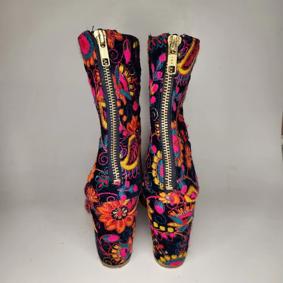 Botas Naughty Monkey Retro Terciopelo Triturado y Bordadas Talla 7.5 Foto 4 de 4