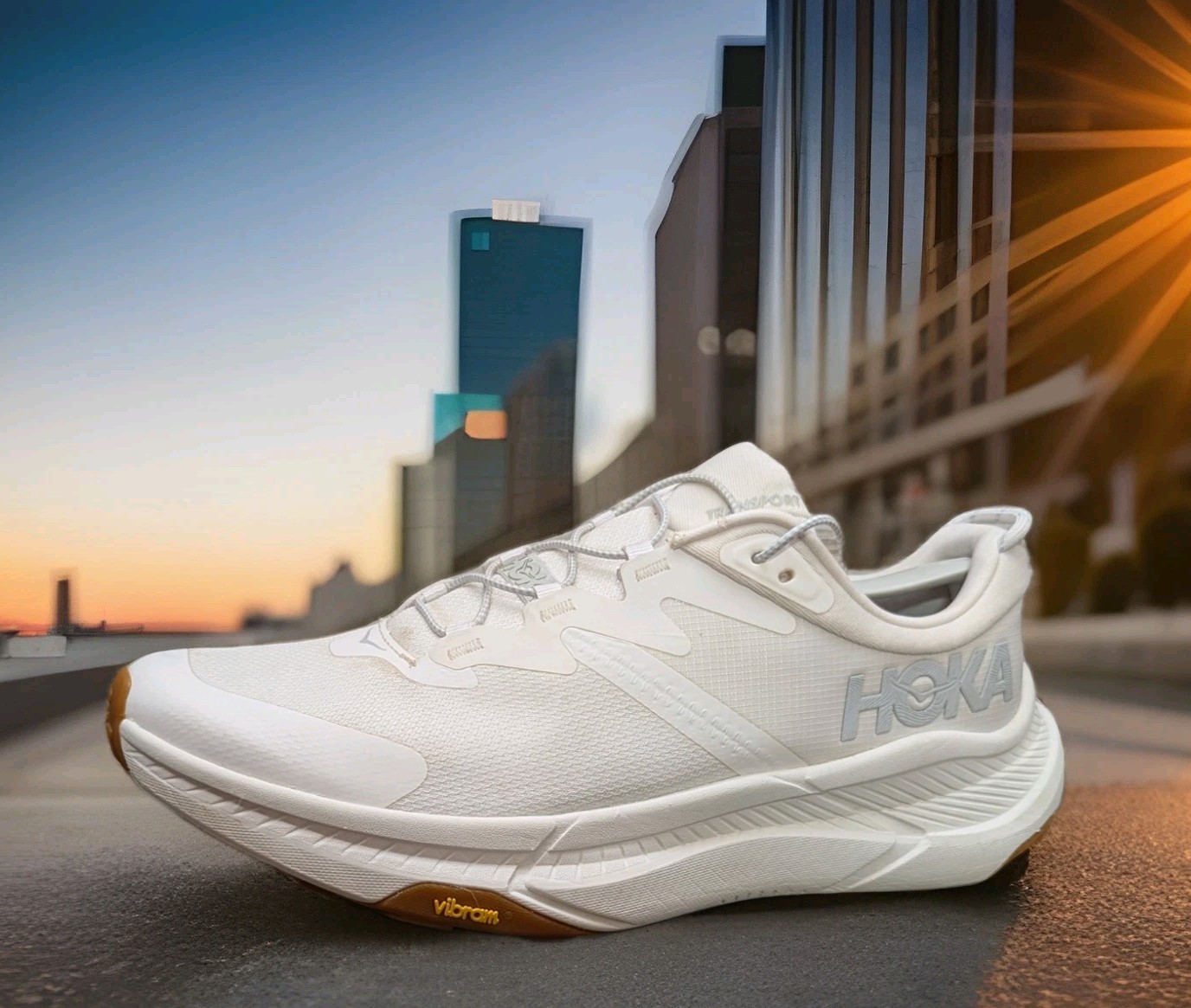 Womens Hoka One One Transport Athletic Shoes Sz 11 Used White Mesh Vibram