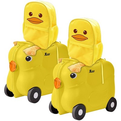 Xcase 2er-Set: 2x Kinder-Aufsitzkoffer und 2x Rucksack, Motiv ''Küken'', gelb