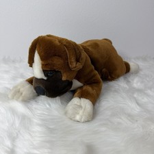 Kids Preferred Boxer Dog Plush Puppy Brown White Stuffed Animal Toy Laying 16