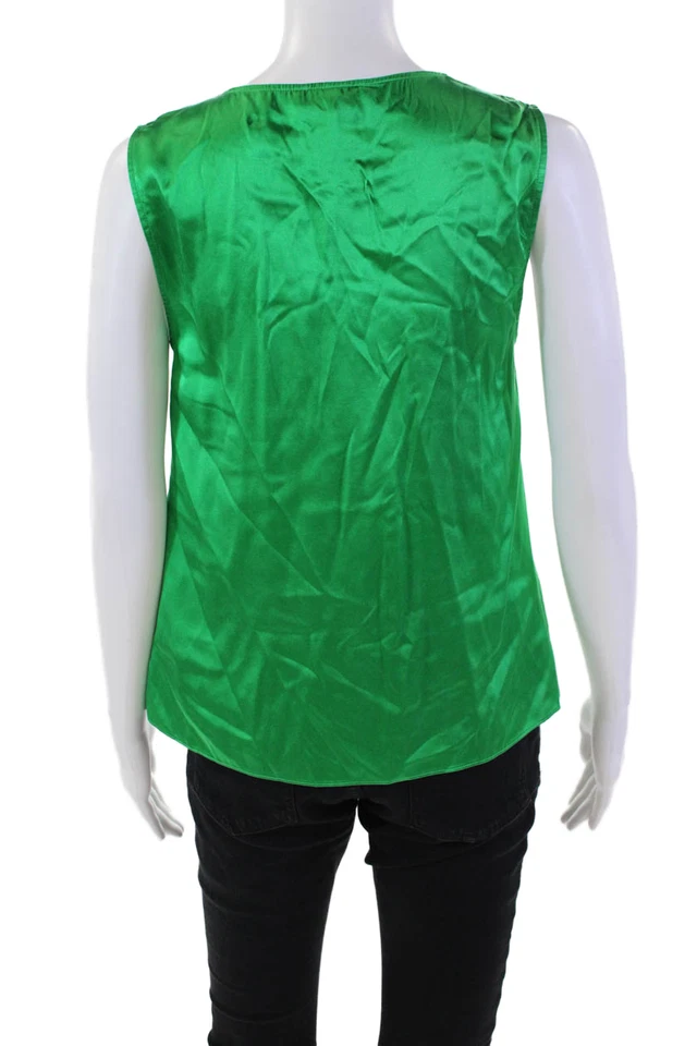 Generation Love Womens Silk Lace Trim V-Neck Tank Top Blouse Green Size S - Image 3 of 4