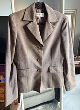 Jones New York Suit Plaid Brown Gray Blazer Jacket Women s Size 6