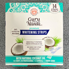 Guru Nanda Premium Teeth Whitening Strips Mint Coconut Oil 14ct Exp 07/2027
