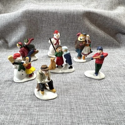 Lemax Christmas Village Figurine Lot of 7 People Figures Snowman Kids Mixed