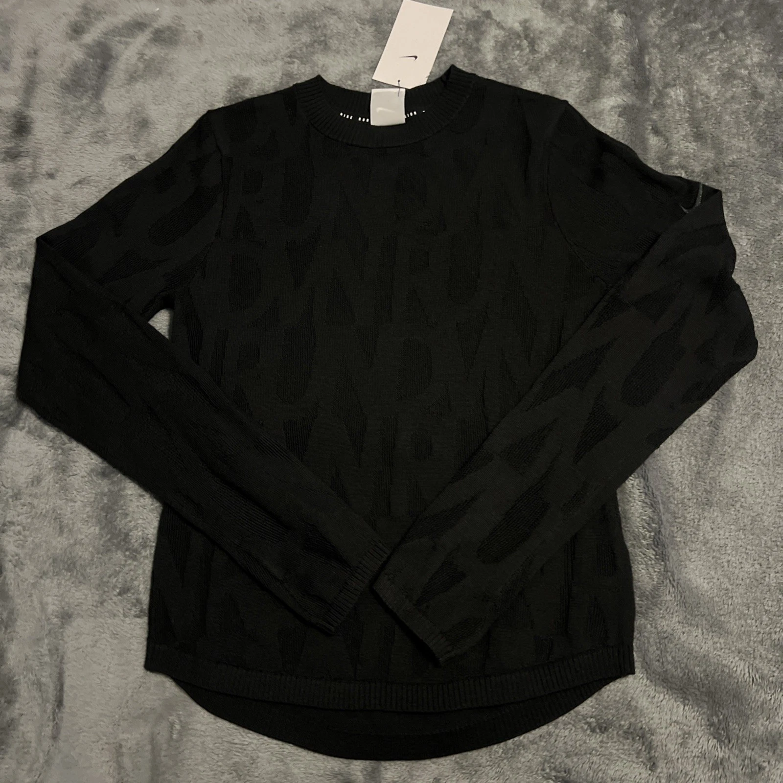 SMALL Nike Run Division Mid Layer Crew Neck Sweater Womens Top Black FB7829-010