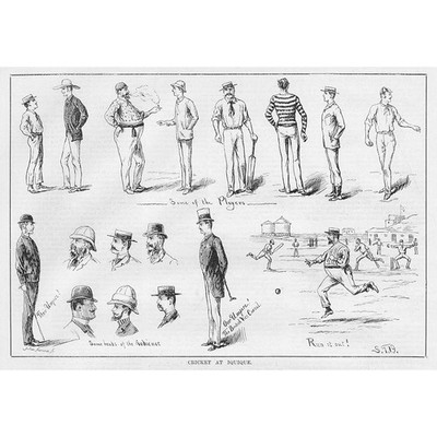 CHILE Cricket Match at Iquique - Antique Print 1883