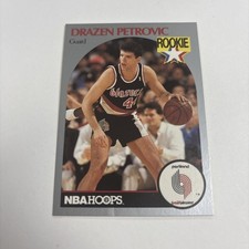 1990-91 NBA Hoops Drazen Petrovic #248 (RC) Portland Trailblazers Rookie Card. rookie card picture