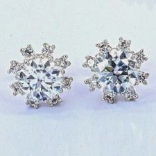 5.00Cts. Round Shape Certified White Diamond Studs In 925 Silver - Tariffs Free