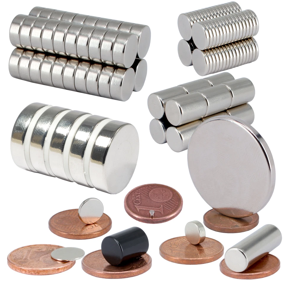 Neodym Magnete Rund extra Stark Scheiben Zylinder Magnete Scheibenmagnet N52 N45