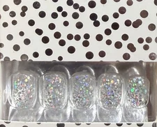 Red Aspen Press On Short Square Christmas Glitter Hannah Hits The Slopes 🪩